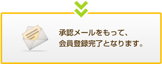 承認メールをもって、会員登録完了となります。